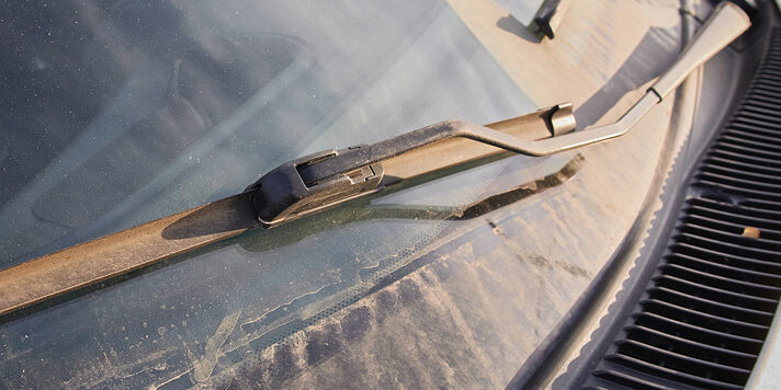 Car Wipers On A Dirty Windshield, The Appearance Of The Car