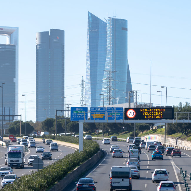 2019-01-02. Highway A1, Madrid, Spain. Traffic In Madrid In The