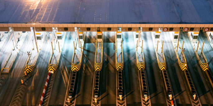 Toll Track, Filmed At Night From A Height Using A Drone